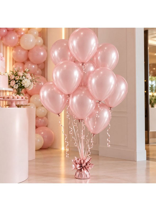 Balões de Látex Rosa Soft Metálico 11 Polegadas 28cm São Roque 25 Unidades