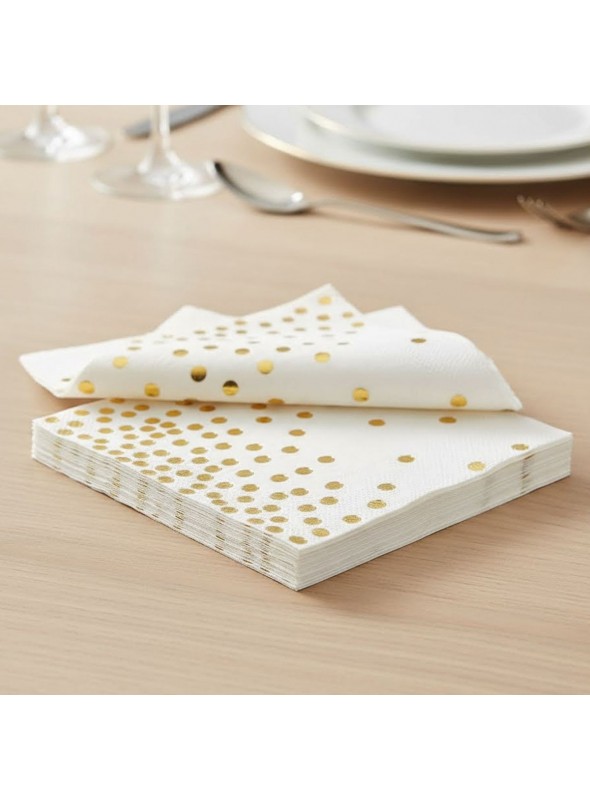 Guardanapo de Papel Folha Dupla Bolinhas Dourado Silver Festas 20 Unidades