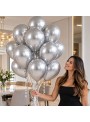 Balões de Látex Prata Metálico 11 Polegadas 28cm São Roque 25 Unidades