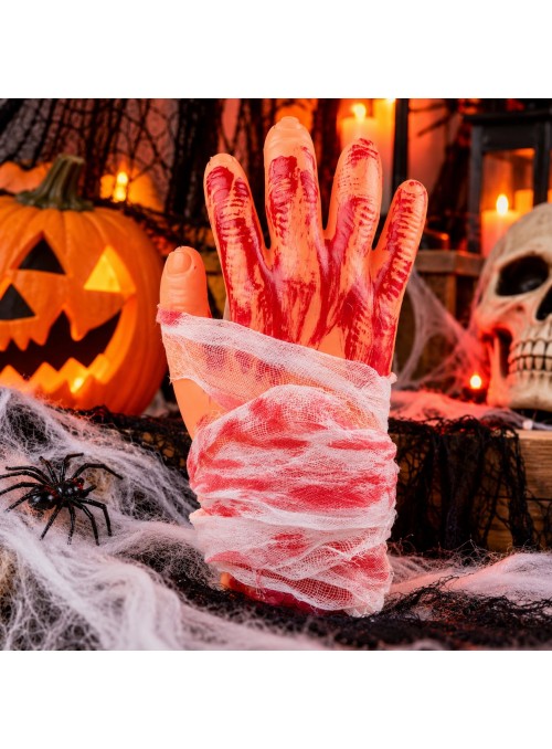 Enfeite Decorativo Festa Halloween Mão Humana Sangue Silver Festas