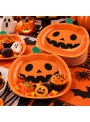 Prato De Papel Abóbora Festa Halloween 23cm 6 Unidades