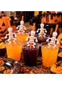 Canudo de Plástico Halloween Esqueleto 27cm Silver Festas 5 Unidades