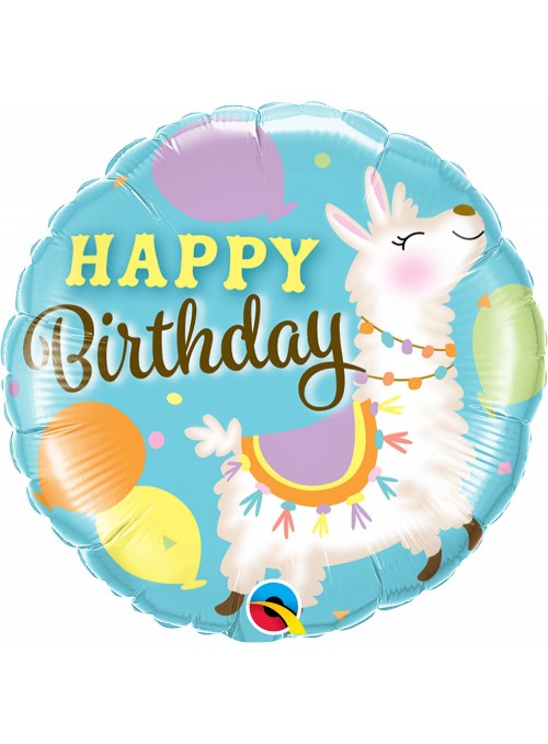 Balão Metalizado Aniversário Animal Lhama  – 1 unidade