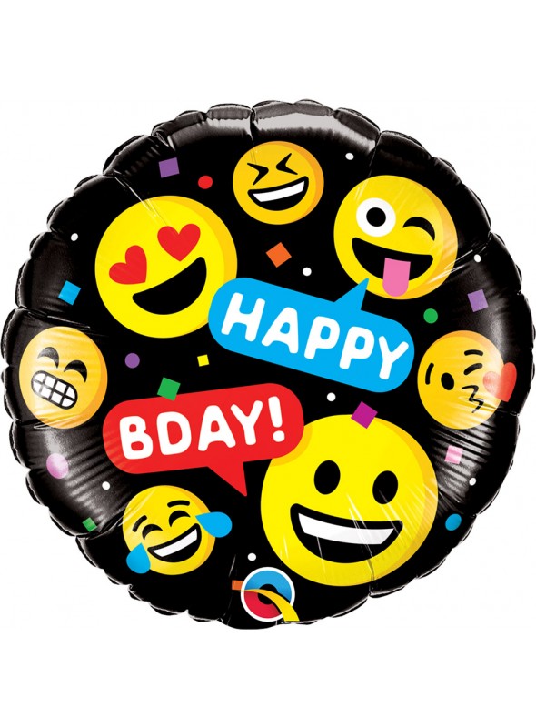 Balão Metalizado Aniversário Emojis Carinhas  18 Polegadas 46cm Qualatex