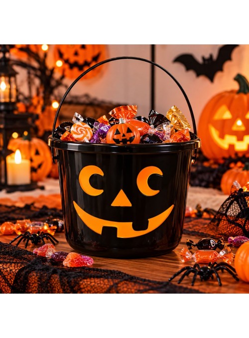 Baldinho Balde Halloween Abóbora Preto Tamanho G