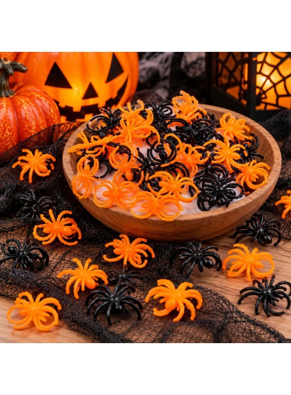 Decoração Festa Halloween Mini Aranha Colorida pct 30 und