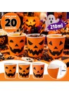 Copo Descartável Halloween Abóbora 210ml Com 20 Un Laranja