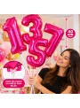 Balões Metalizados Números Rosa Pink Pequeno 16 Polegadas 40cm Silver Festas
