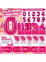 Balões Metalizados Números Rosa Pink Pequeno 16 Polegadas 40cm Silver Festas