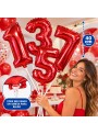 1 Unidade Balão Metalizado Número Vermelho 16 Polegadas 40cm Números a Escolher