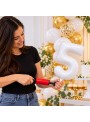 2 Unidades Balão Metalizado Número Branco 16 Polegadas 40cm Números a Escolher