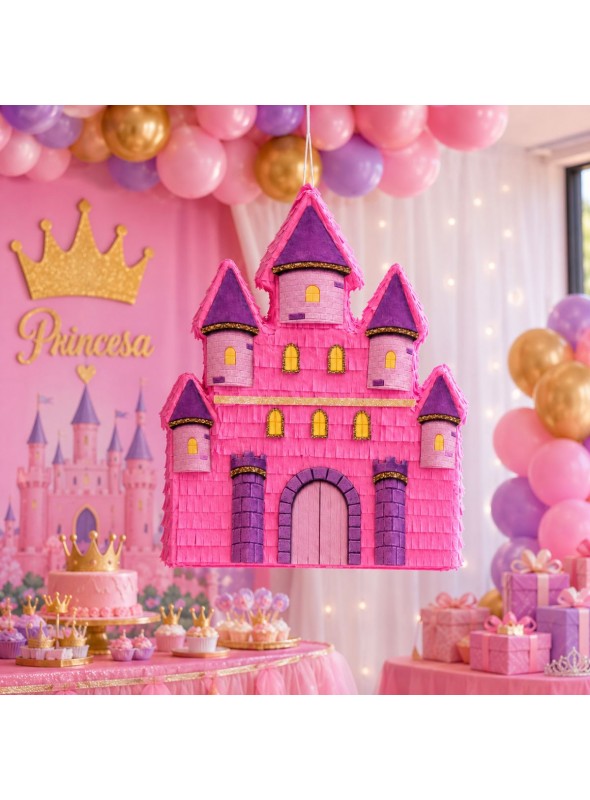 Pinhata Castelo Das Princesas Com Bastão Máscara E Confetes