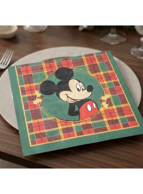 Guardanapo de Papel Folha Dupla Mickey Xadrez Natal 32,5x32,5cm 20 Unidades