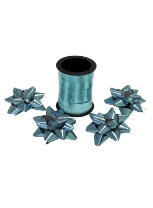Fitilho Decorativo Azul Turquesa Brilhante com 4 Laços