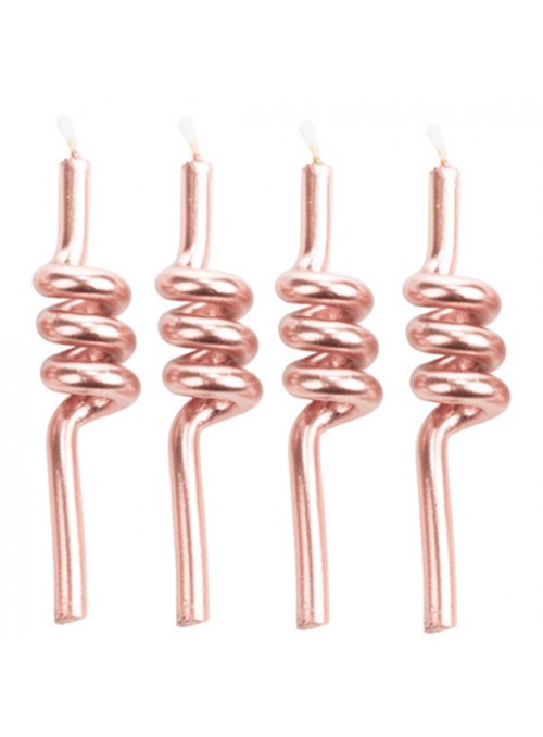 Velas de Bolo Aniversário Tubo Rose Gold – 4 unidades