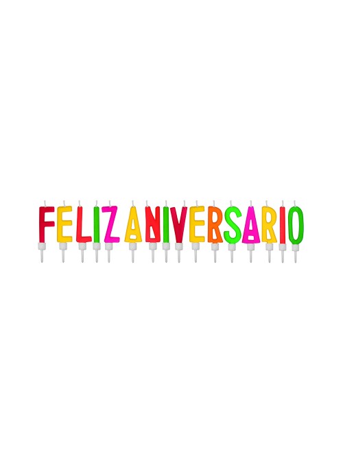 Velas de Bolo Feliz Aniversário Néon– Kit com 16 unidades