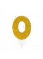Vela de Aniversário Glitter Número 0 Dourado – 1 unidade