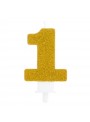 Vela de Aniversário Glitter Número 1 Dourado – 1 unidade