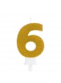 Vela de Aniversário Glitter Número 6 Dourado – 1 unidade