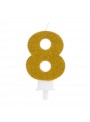 Vela de Aniversário Glitter Número 8 Dourado – 1 unidade