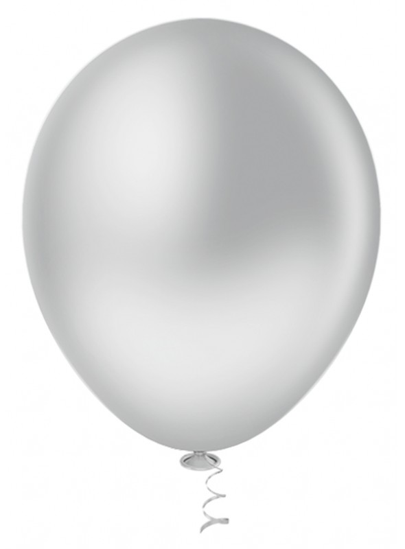 Balões de Látex Platino Cromado Prata – 25 unidades