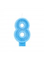 Vela de Aniversário Número 8 Glitter Azul – 1 unidade