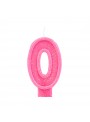 Vela de Aniversário Número 0 Glitter Rosa – 1 unidade