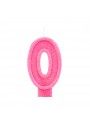 Vela de Aniversário Número 0 Glitter Rosa – 1 unidade