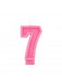 Vela de Aniversário Número 7 Glitter Rosa – 1 unidade