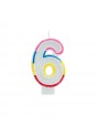 Vela de Aniversário Número 6 Glitter Colorido – 1 unidade