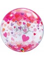 Balão Bubble Transparente Corações Amo Você – 1 unidade