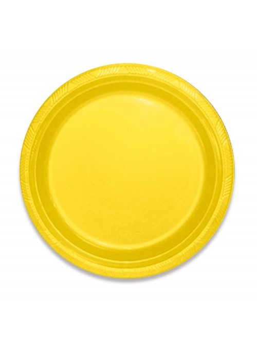 Pratos Refeição Descartáveis de Luxo Amarelo – 10 unidades