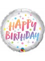 Balão Metalizado Qualatex Aniversário Pontinhos – 1 unidade