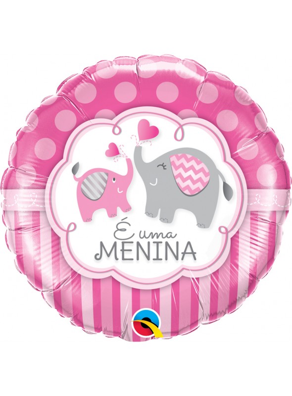 Balão Metalizado Elefantes É Menina Qualatex – 1 unidade