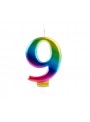 Vela de Aniversário Wave Colorida Número 9 – 1 unidade