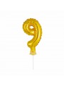 Balão Metalizado Topo de Bolo Número 9 Dourado – 1 unidade