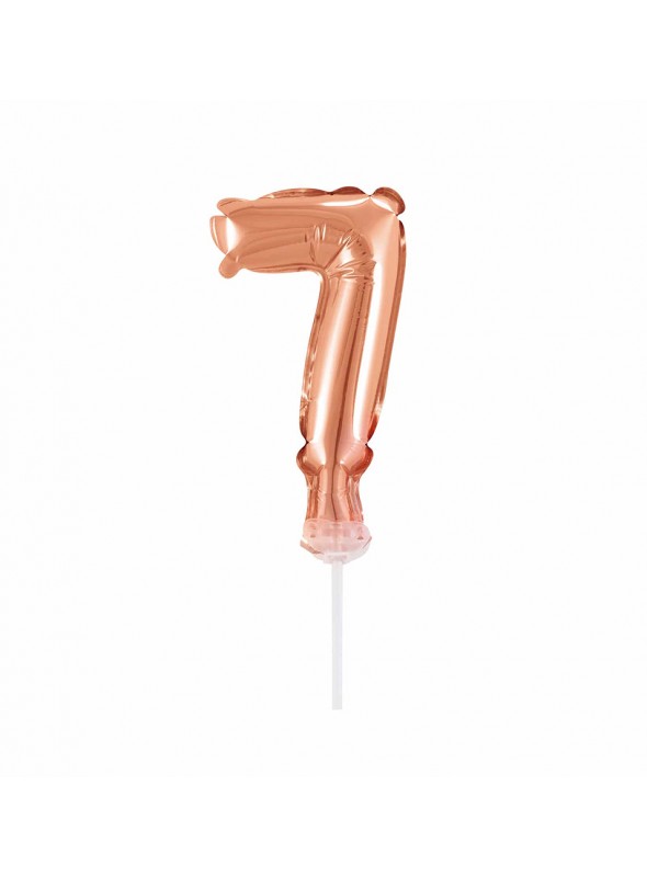 Balão Metalizado Topo de Bolo Número 7 Rose Gold – 1 unidade