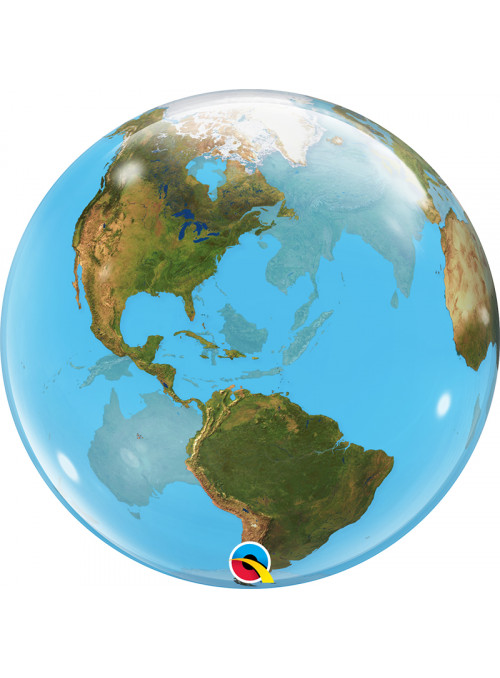 Balão Bubble Transparente Planeta Terra Qualatex – 1 unidade