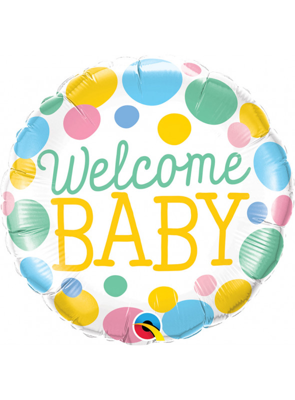 Balão Metalizado Redondo Welcome Baby Qualatex – 1 unidade