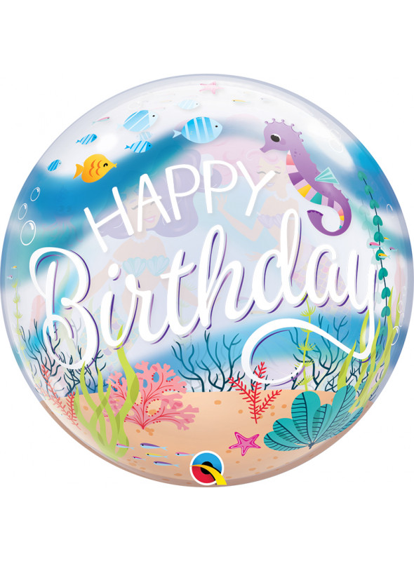 Balão Bubble Festa de Aniversário Sereia – 1 unidade