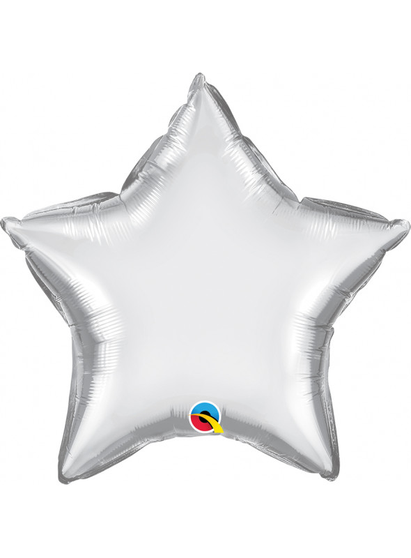 Balão Metalizado Chrome Estrela Prata Qualatex – 1 unidade