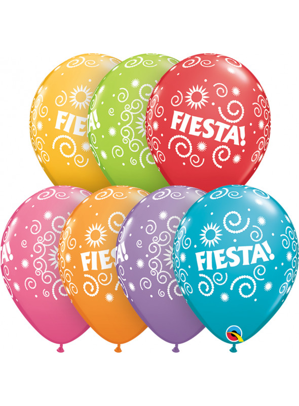 Balões de Látex Sortidos Decorados Fiesta Espirais