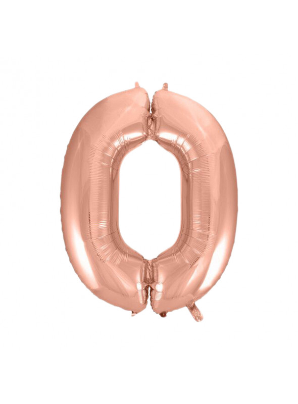 Balão Metalizado Número 0 Rose Gold 16 Polegadas