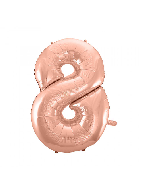 Balão Metalizado Número 8 Rose Gold 16 Polegadas 40cm Silver Festas