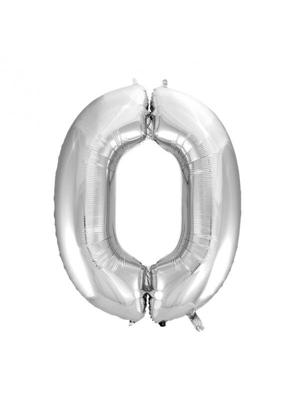 Balão Metalizado Número 0 Prata 28 Polegadas