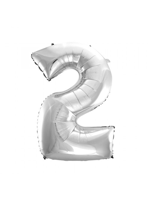 Balão Metalizado Número 2 Prata 28 Polegadas