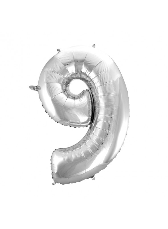 Balão Metalizado Número 9 Prata 28 Polegadas