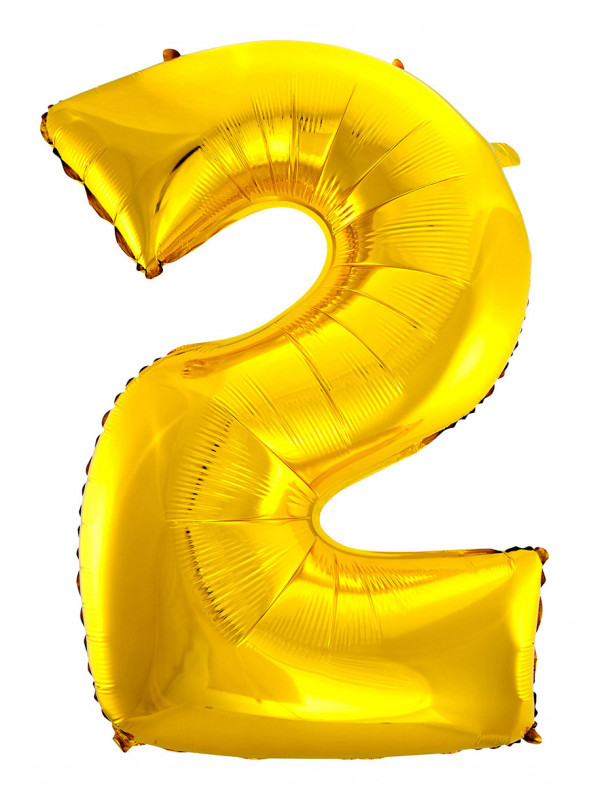 Balão Metalizado Número 2 Dourado 26 Polegadas 65cm Golden Festa