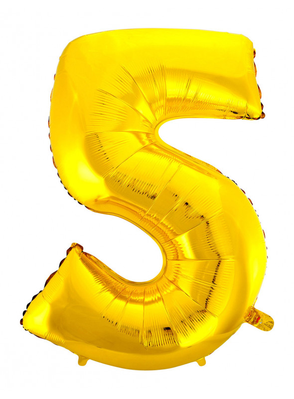 Balão Metalizado Número 5 Dourado 26 Polegadas 65cm Golden Festa