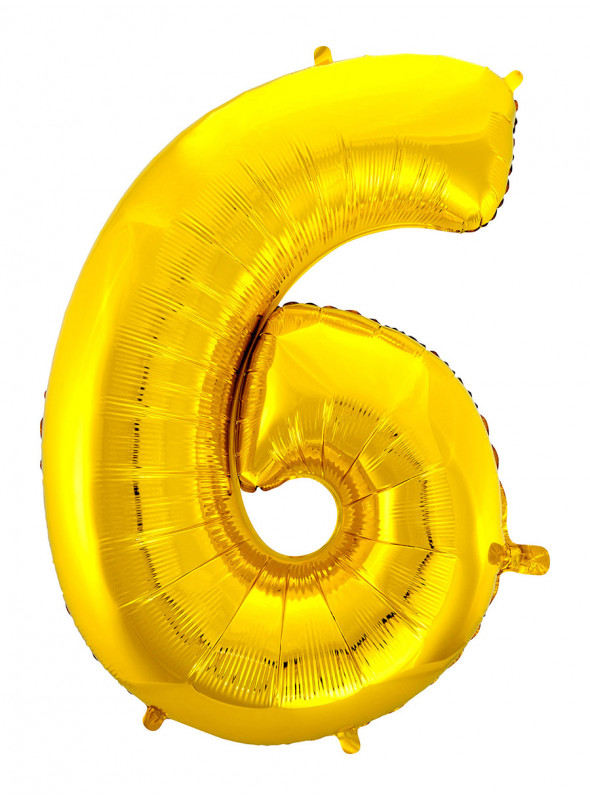 Balão Metalizado Número 6 Dourado 28 Polegadas
